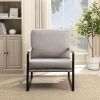 Contemporary Square Metal Frame Accent Chair – Mushroom / Black