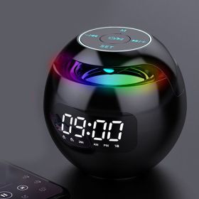 Wireless Portable Speaker With Clock Alarm & Human Body Induction, Color Atmosphere Light, Waterproof Small Speaker With Light Card (Color: black)