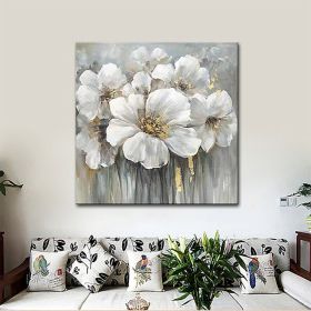 Hand Painted Oil Paintings Hand Painted Square Floral / Botanical Pop Art Living Room Hallway Bedroom Luxurious Decorative Painting (size: 80x80cm)